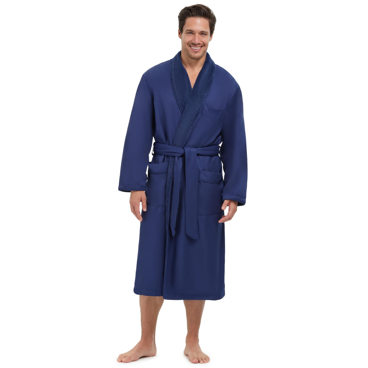 Unisex Plush Lined Microfiber Bath Robe