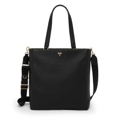 Womens Lightweight Leather Tote with Crossbody Strap and Laptop Storage