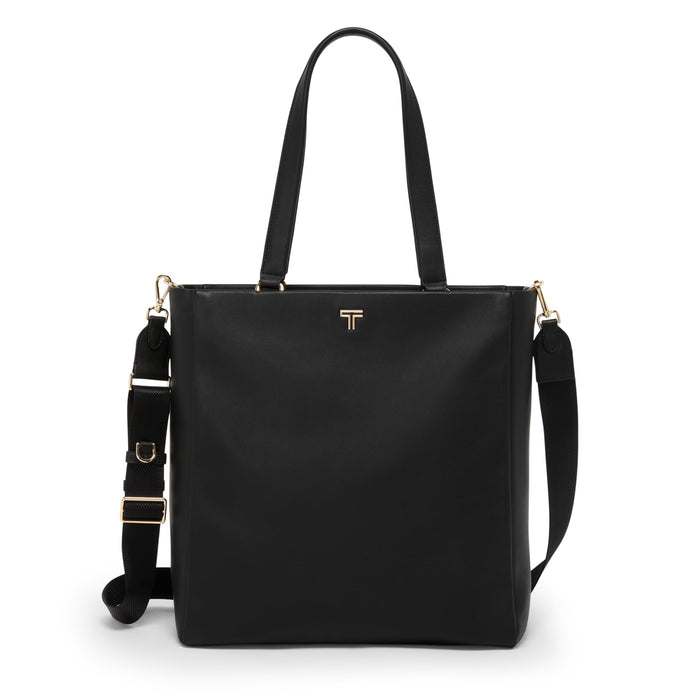 Womens Lightweight Leather Tote with Crossbody Strap and Laptop Storage