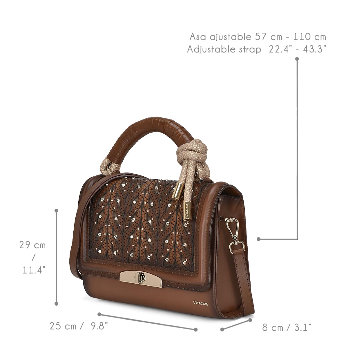 Womens Brown Genuine Leather Handbag