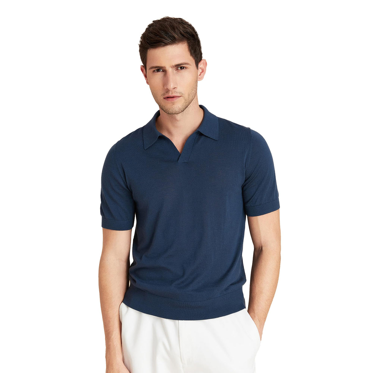 Mens Lightweight Merino Wool Short Sleeve Polo Shirt