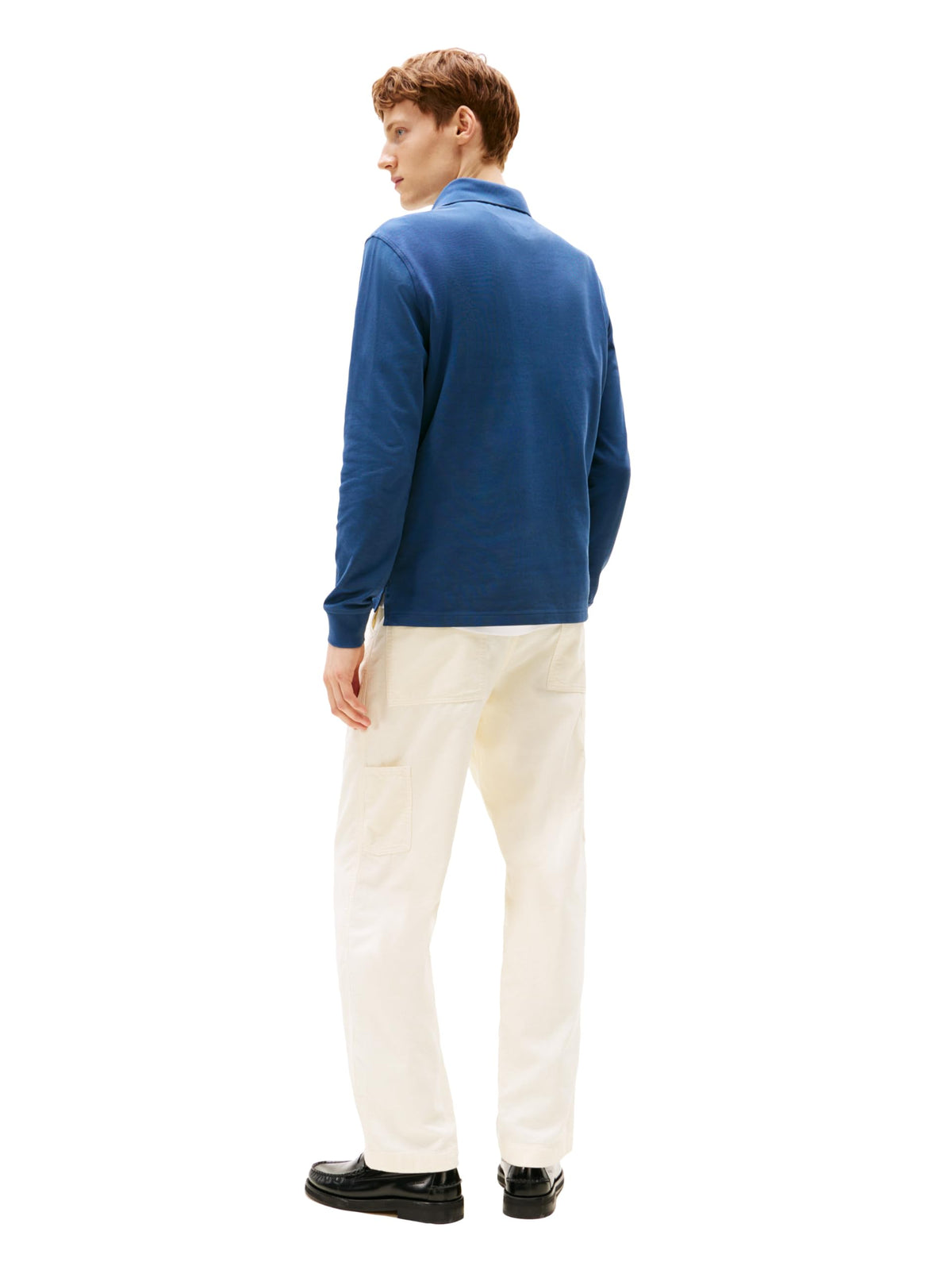 Mens Long Sleeve Regular Fit Stretch Pique Cotton Polo