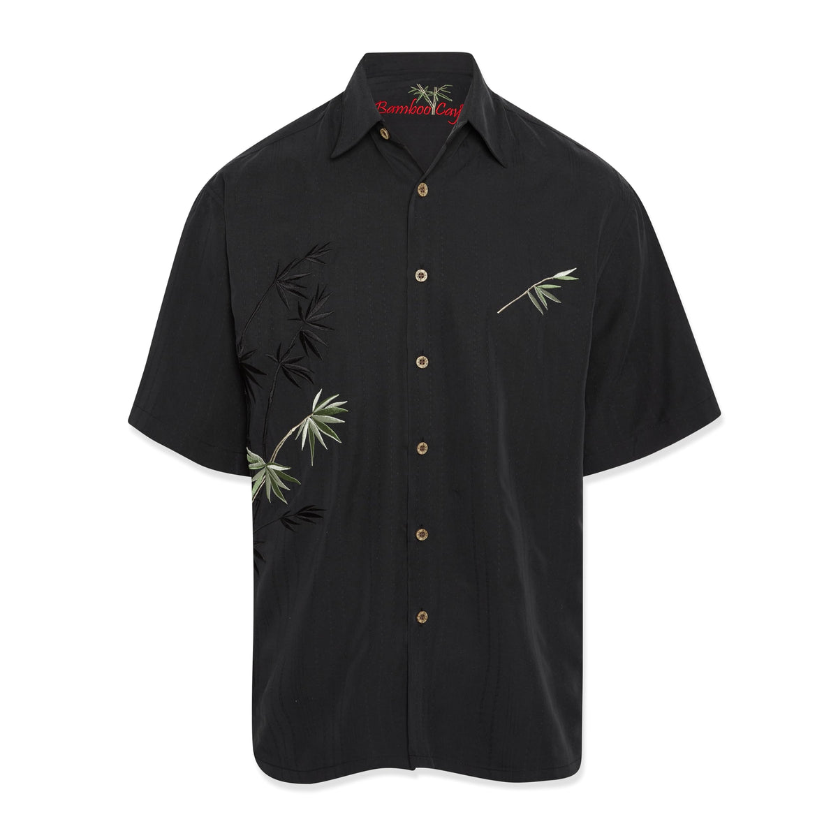 Mens Short Sleeve Bamboo Embroidered Casual Shirt