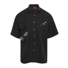 Mens Short Sleeve Bamboo Embroidered Casual Shirt