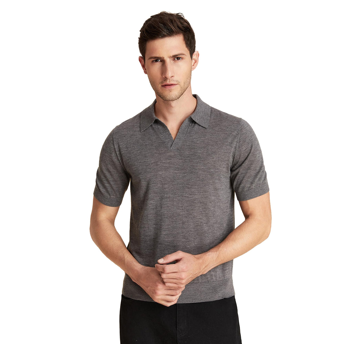 Mens Lightweight Merino Wool Short Sleeve Polo Shirt