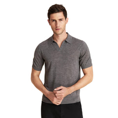 Mens Lightweight Merino Wool Short Sleeve Polo Shirt