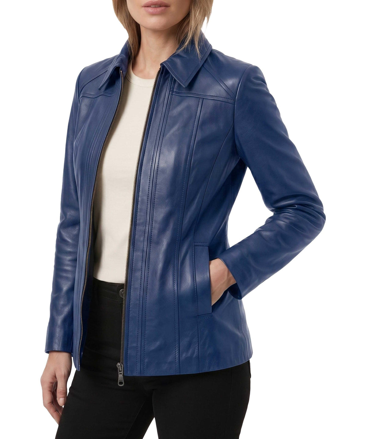 Genuine Lambskin Leather Jacket Casual Long Coat