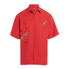 Mens Short Sleeve Bamboo Embroidered Casual Shirt