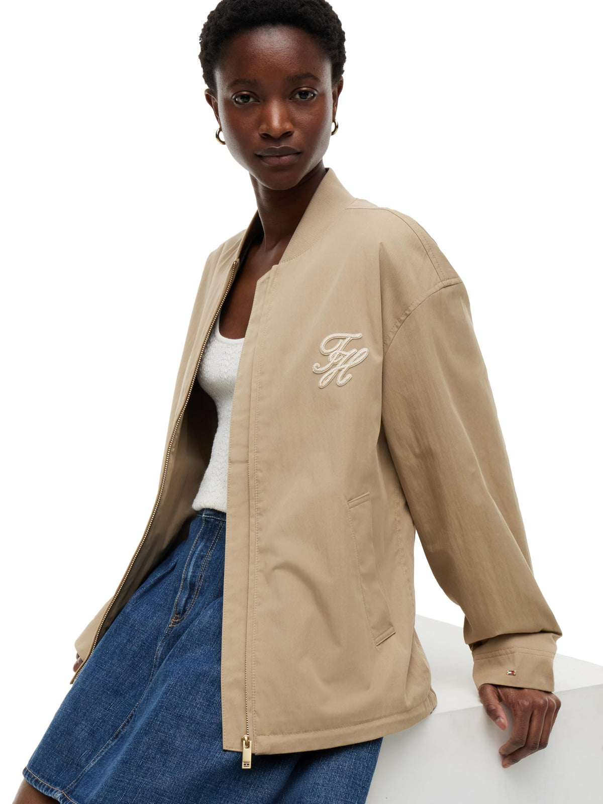 Lightweight Cotton Bomber Jacket Long Sleeve Varsity