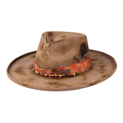 Vintage Distressed Wool Felt Pencil Brim Fedora Hat