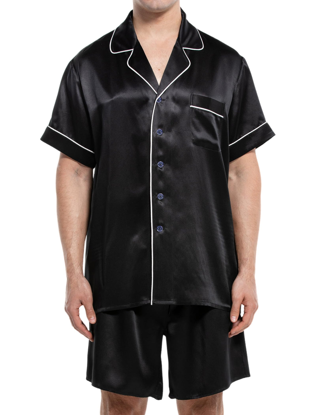 Mens Short Sleeve Mulberry Silk Pajama Set