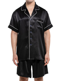 Mens Short Sleeve Mulberry Silk Pajama Set