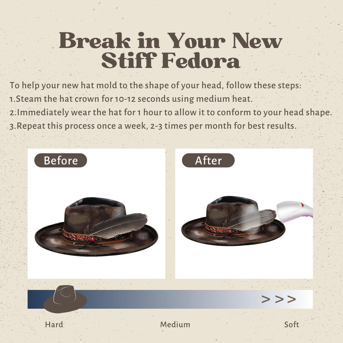 Vintage Distressed Wool Felt Pencil Brim Fedora Hat
