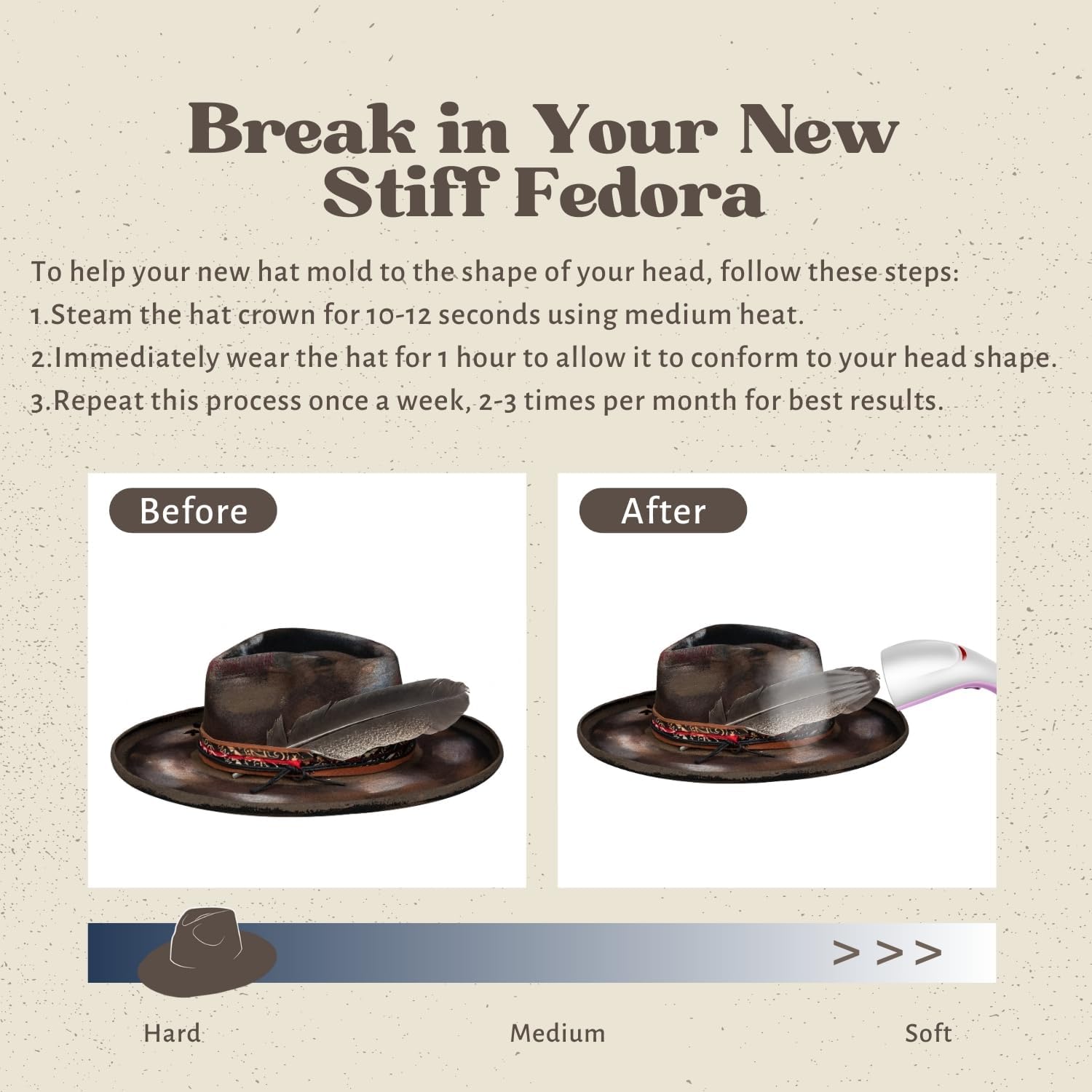 Vintage Distressed Wool Felt Pencil Brim Fedora Hat