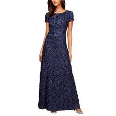 Womens Long Rosette Mother of the Bride Dress