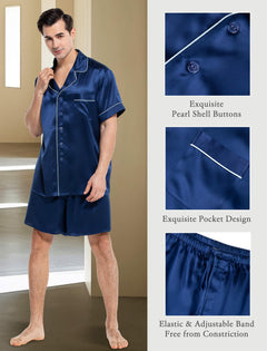 Mens Short Sleeve Mulberry Silk Pajama Set