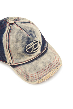 Distressed Multicolor Denim Baseball Cap for Men