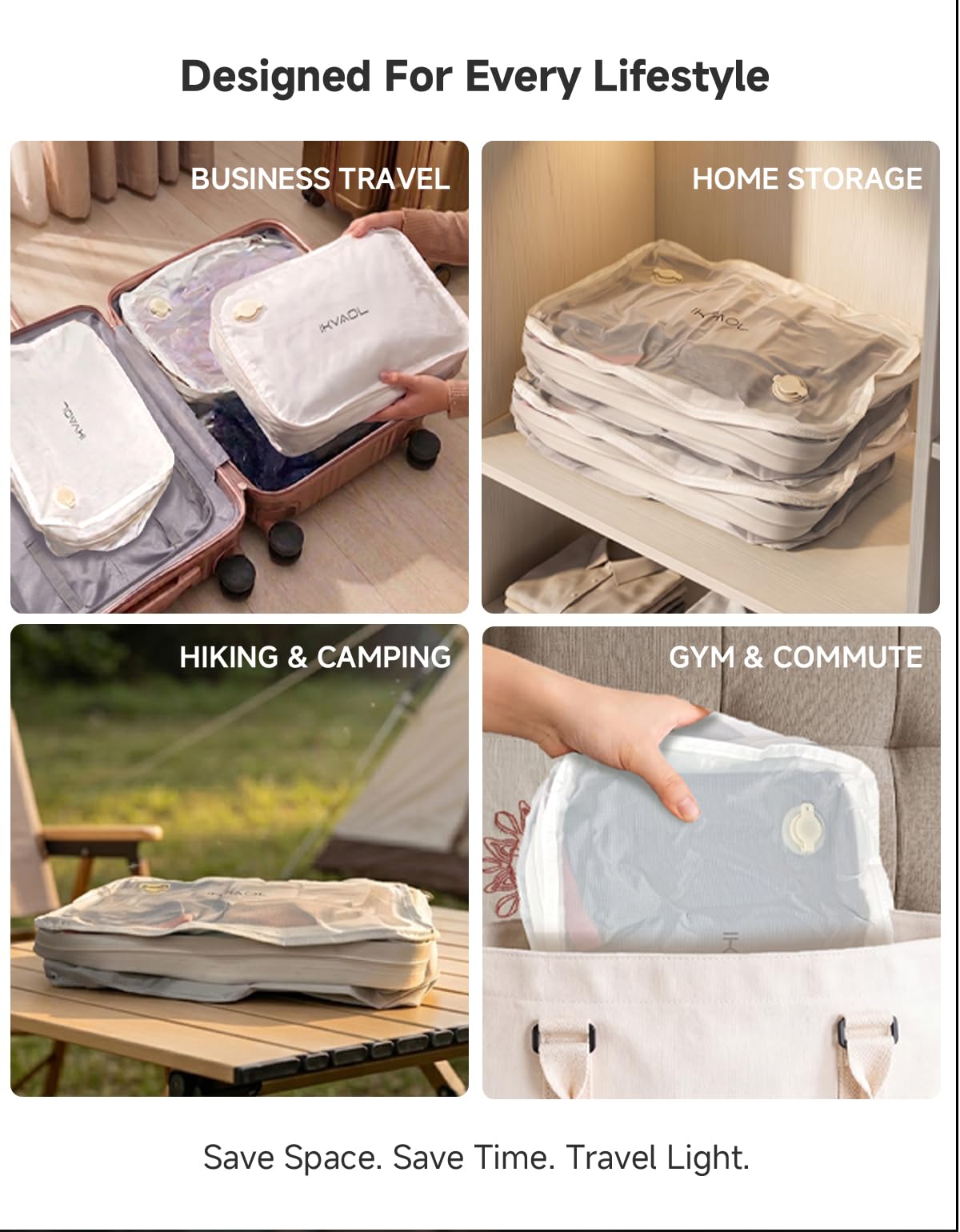Reusable Waterproof Vacuum Compression Bags with Pump for Travel