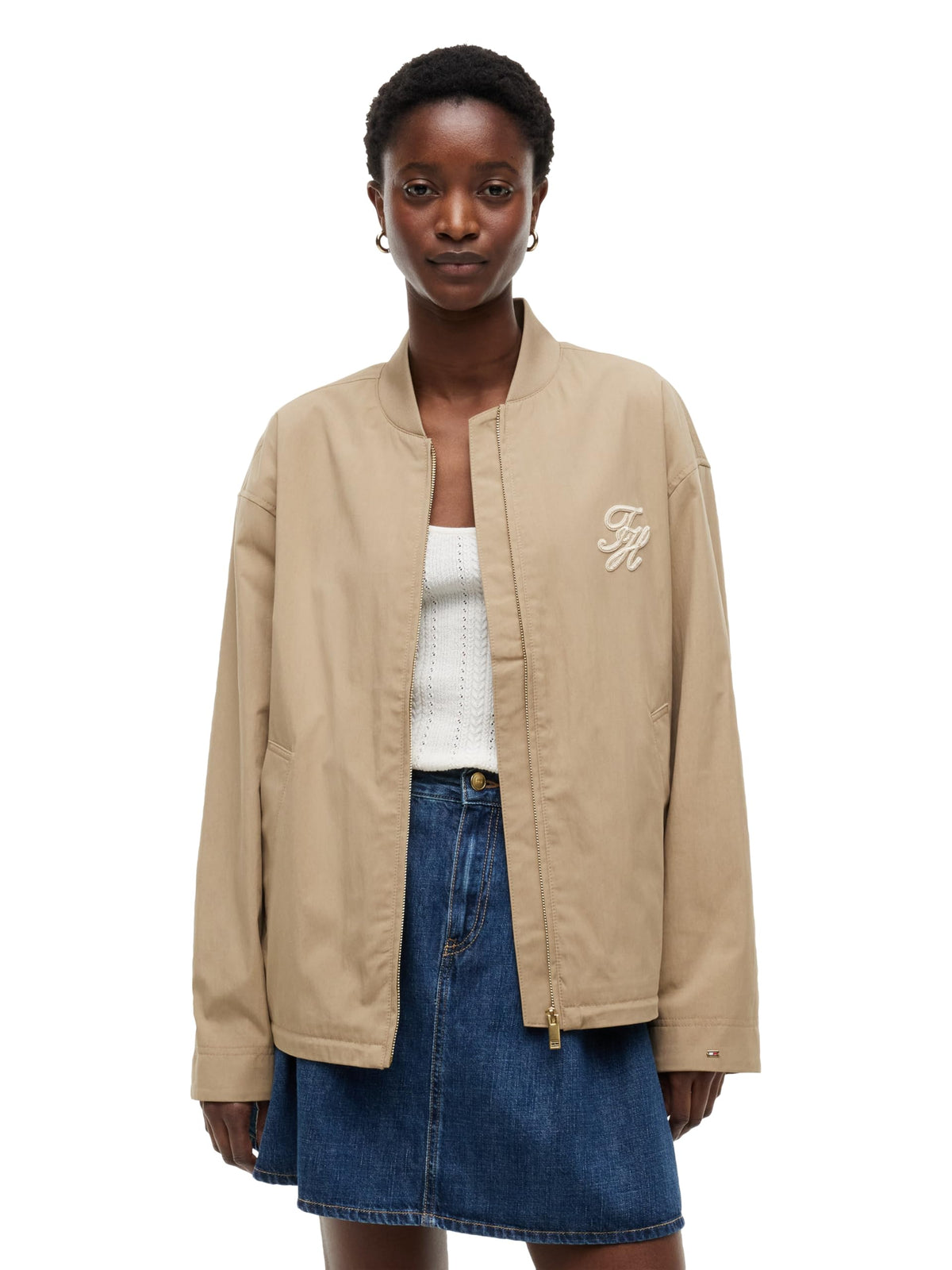 Lightweight Cotton Bomber Jacket Long Sleeve Varsity