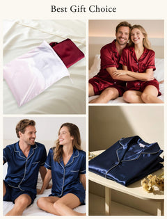 Mens Short Sleeve Mulberry Silk Pajama Set