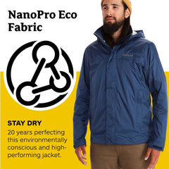 Mens Lightweight Breathable Packable Recycled Waterproof Rain Jacket