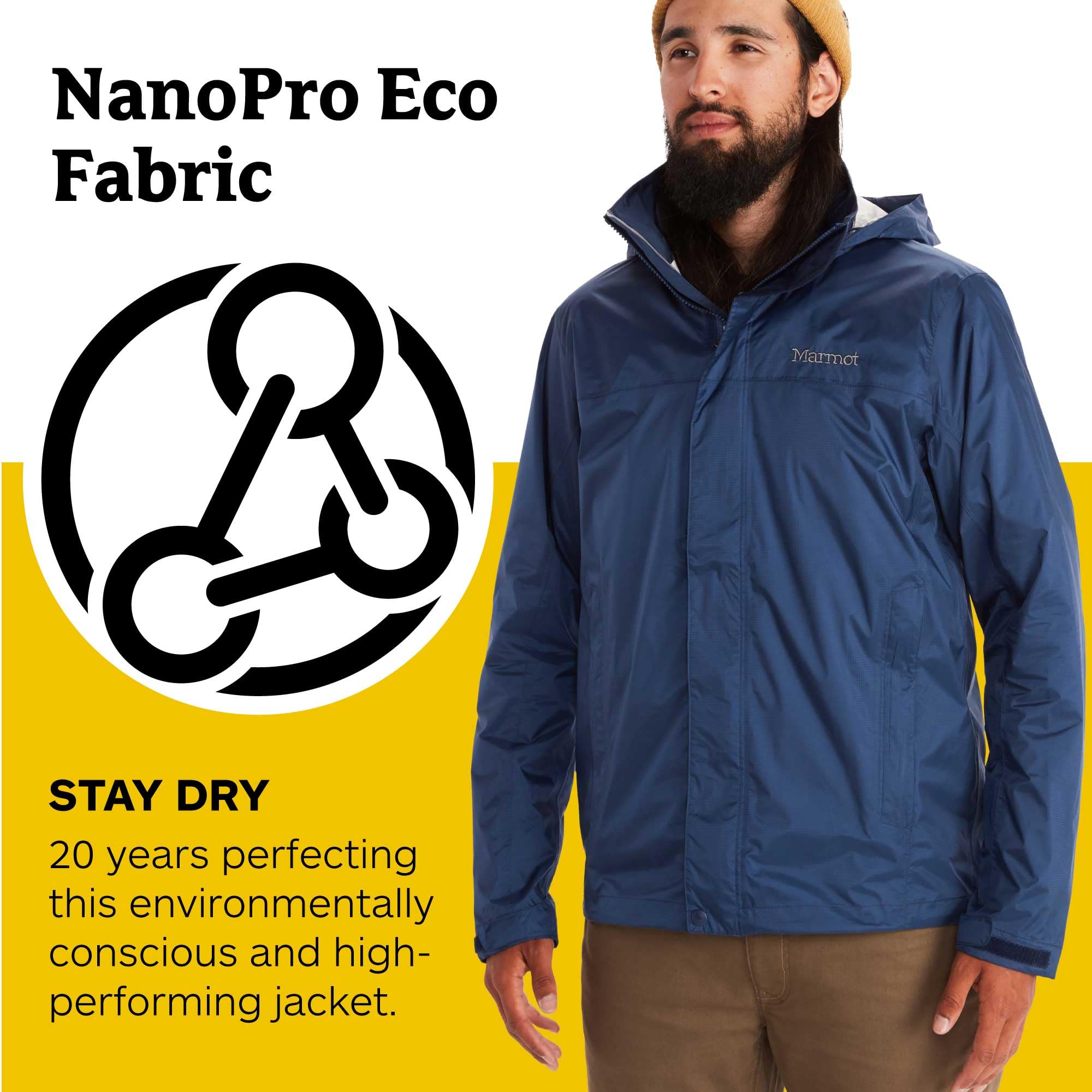 Mens Lightweight Breathable Packable Recycled Waterproof Rain Jacket