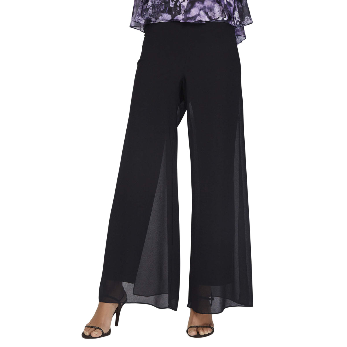 Women's Straight Leg Jersey Pant with Flowy Georgette Panels