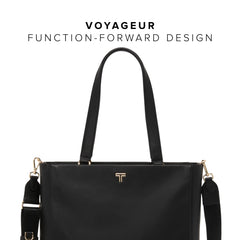 Womens Lightweight Leather Tote with Crossbody Strap and Laptop Storage