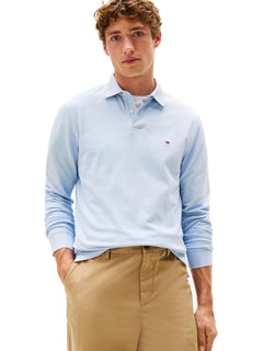 Mens Long Sleeve Regular Fit Stretch Pique Cotton Polo