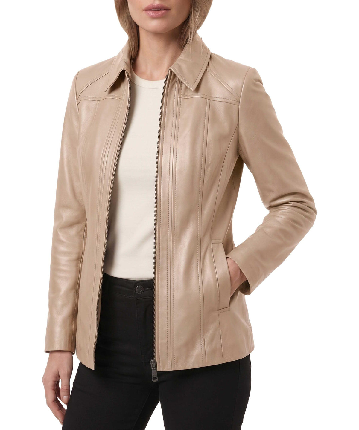 Genuine Lambskin Leather Jacket Casual Long Coat