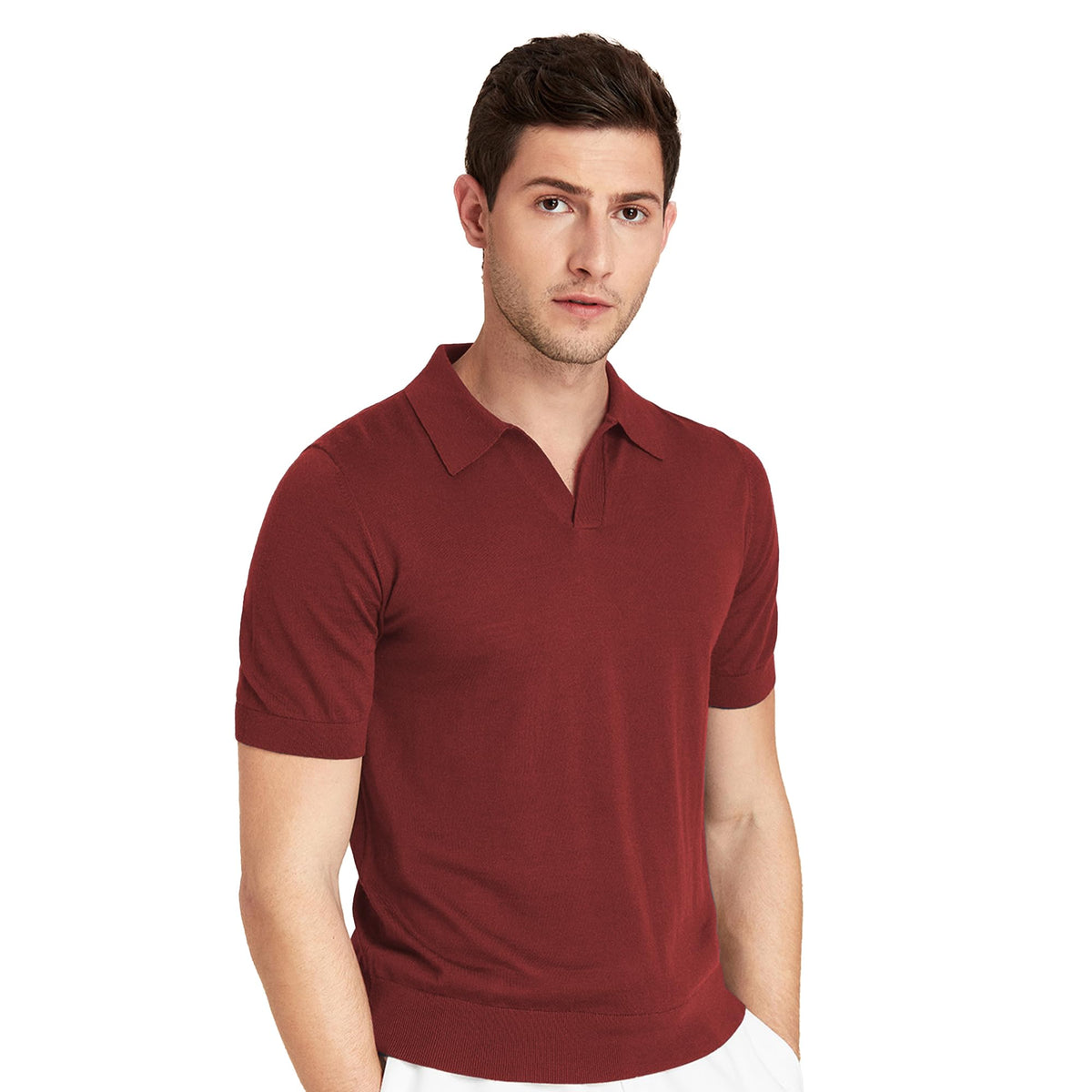 Mens Lightweight Merino Wool Short Sleeve Polo Shirt