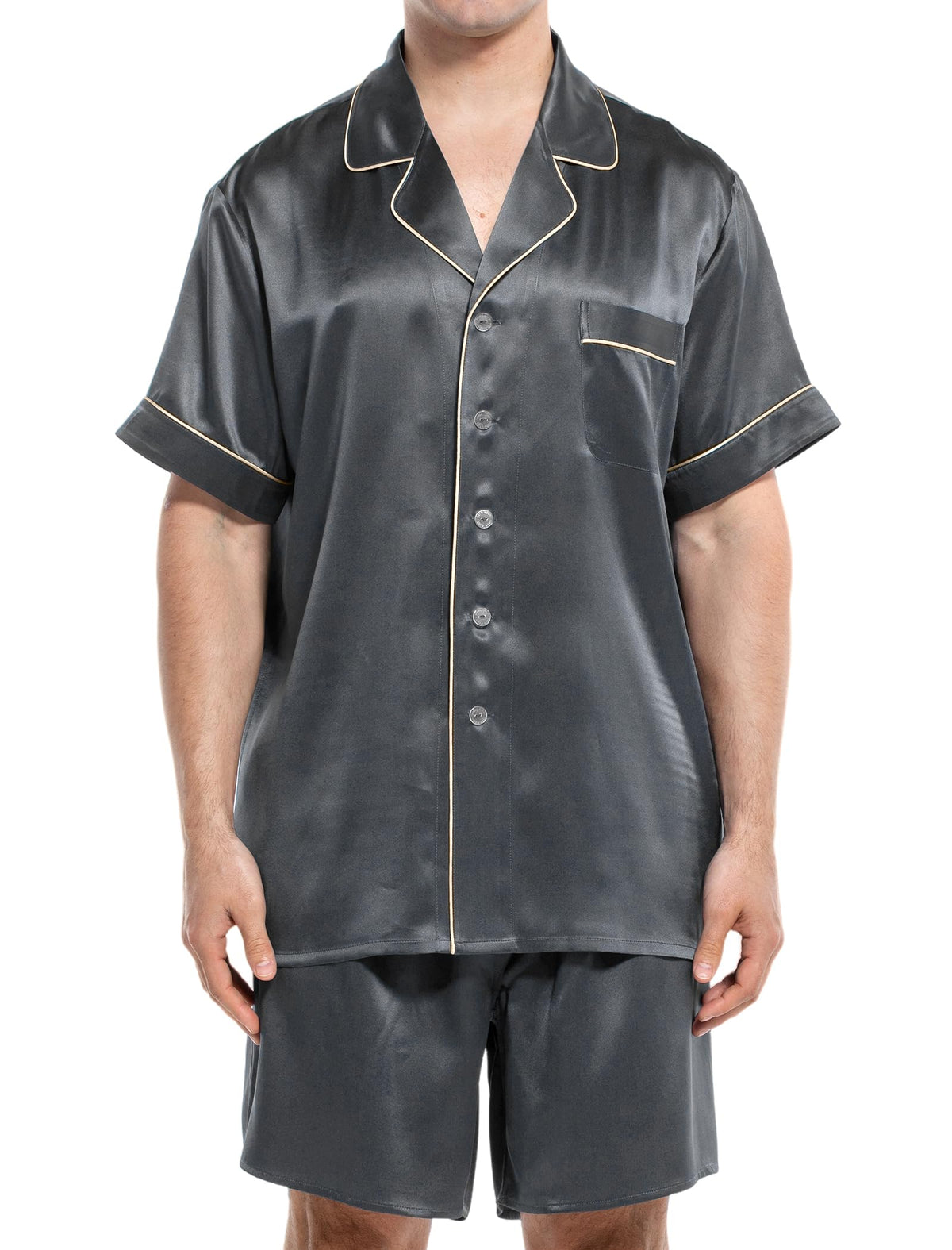 Mens Short Sleeve Mulberry Silk Pajama Set