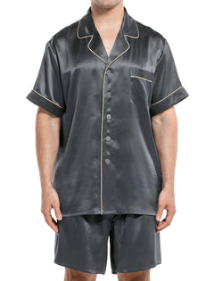 Mens Short Sleeve Mulberry Silk Pajama Set