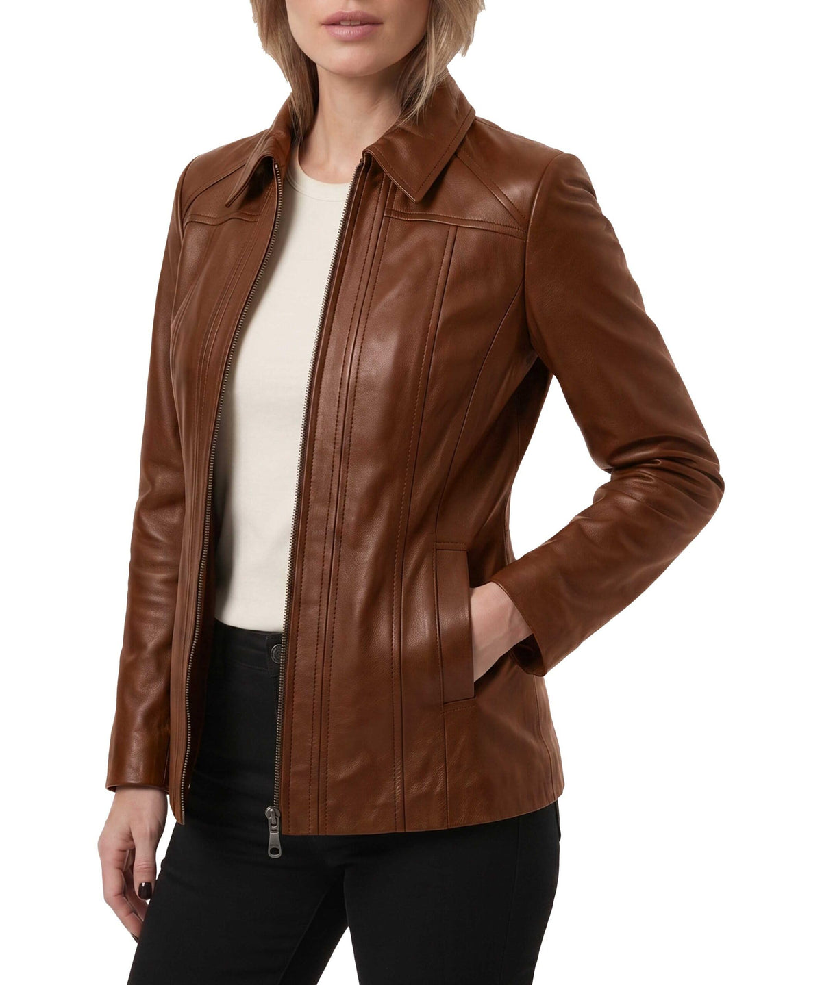 Genuine Lambskin Leather Jacket Casual Long Coat