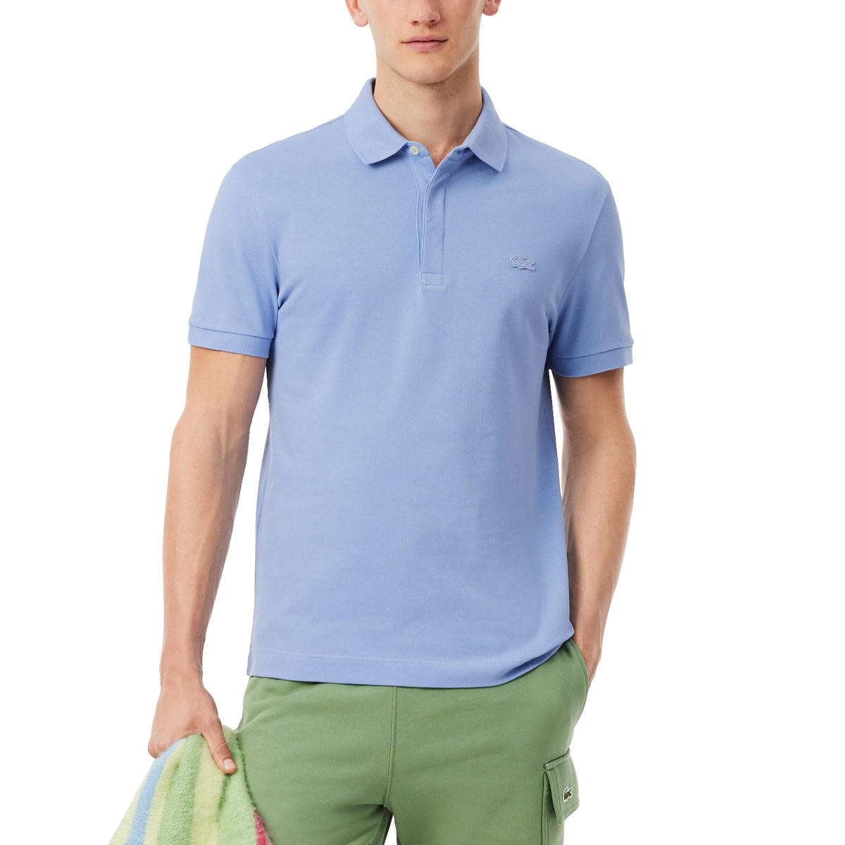 Mens Regular Fit Contrast Stretch Pique Polo Shirt