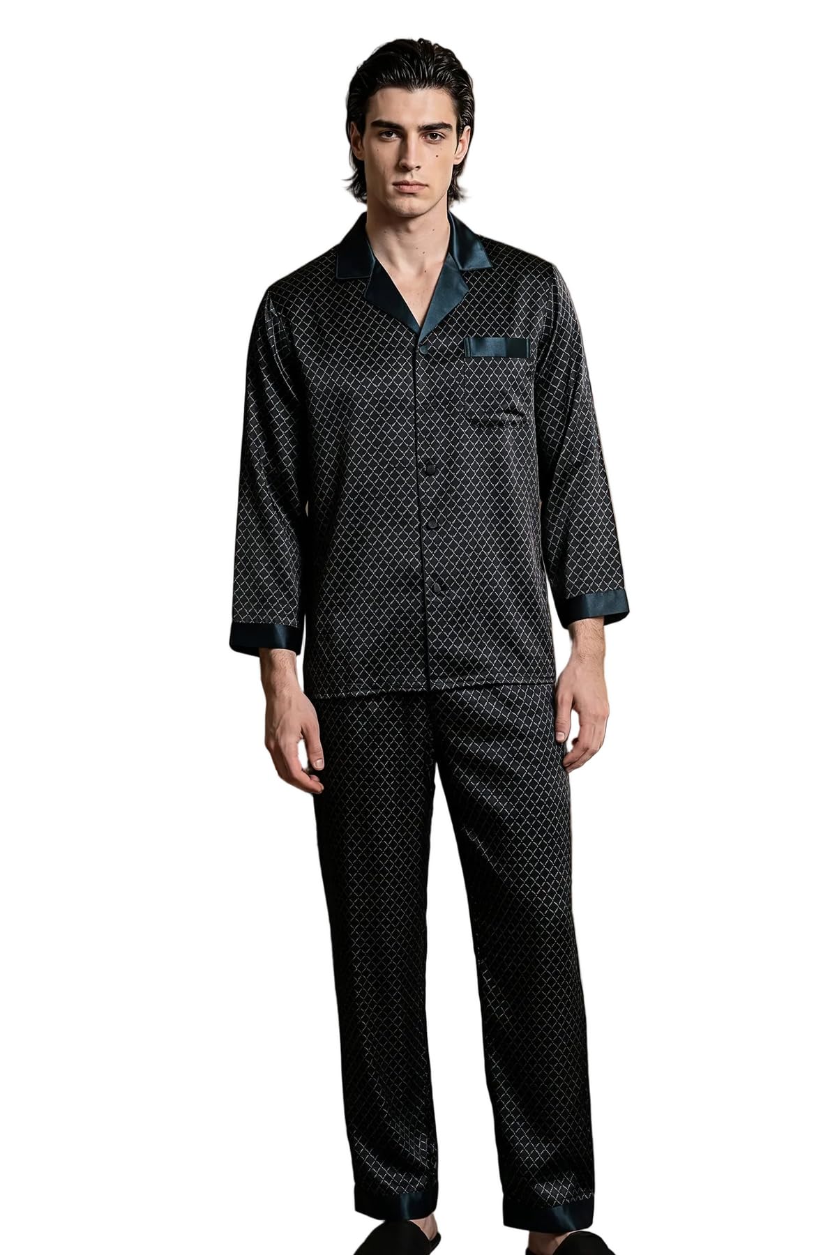 Mens Mulberry Silk Button Front Pajama Set