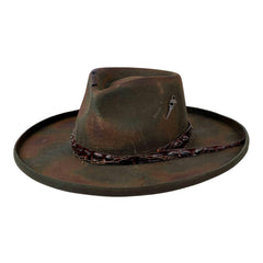 Vintage Distressed Wool Felt Pencil Brim Fedora Hat