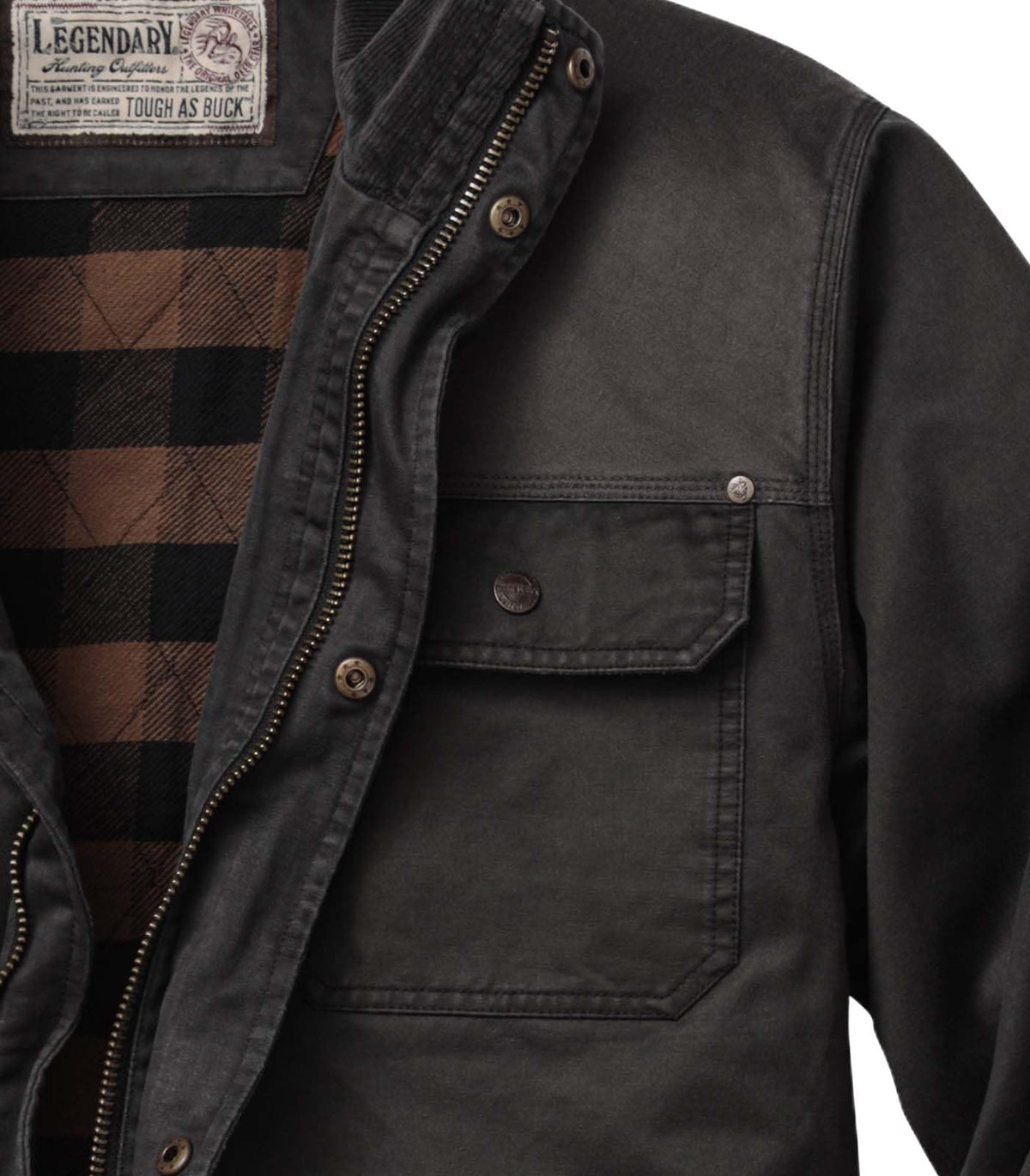 Mens Vintage Waxed Cotton Water Resistant Barn Chore Jacket