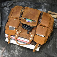 Mens Retro Briefcase Travel Crossbody Bag