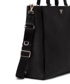 Womens Lightweight Leather Tote with Crossbody Strap and Laptop Storage