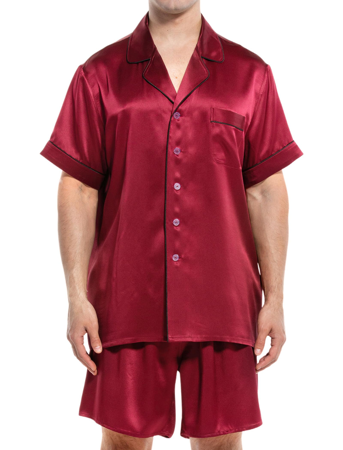 Mens Short Sleeve Mulberry Silk Pajama Set