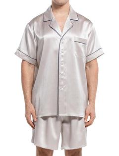 Mens Short Sleeve Mulberry Silk Pajama Set