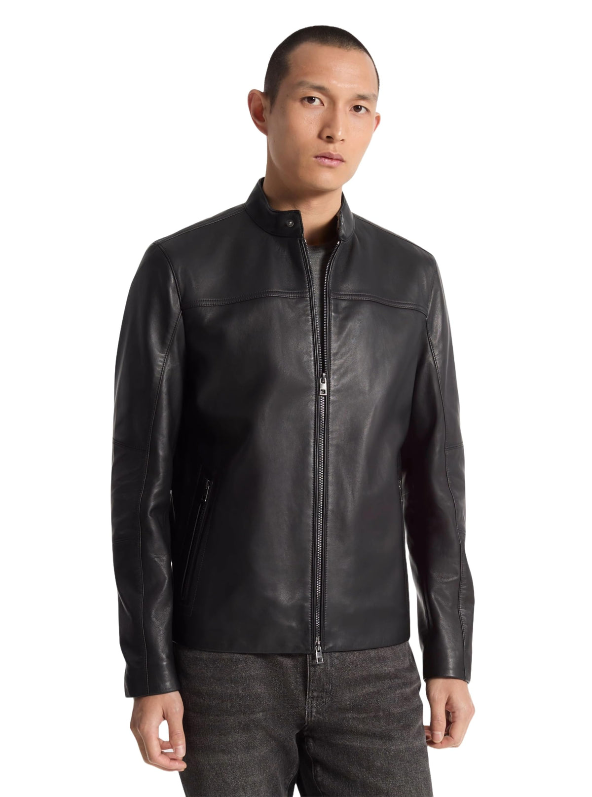 Mens Leather Racer Jacket