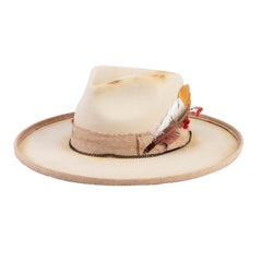 Vintage Distressed Wool Felt Pencil Brim Fedora Hat