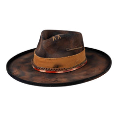 Vintage Distressed Wool Felt Pencil Brim Fedora Hat