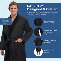 Unisex Plush Lined Microfiber Bath Robe