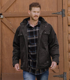 Mens Vintage Waxed Cotton Water Resistant Barn Chore Jacket