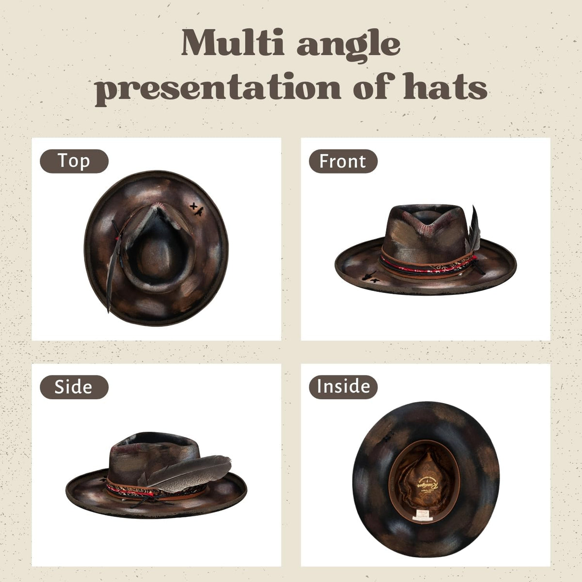 Vintage Distressed Wool Felt Pencil Brim Fedora Hat