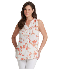 Womens Sleeveless Pintuck Top