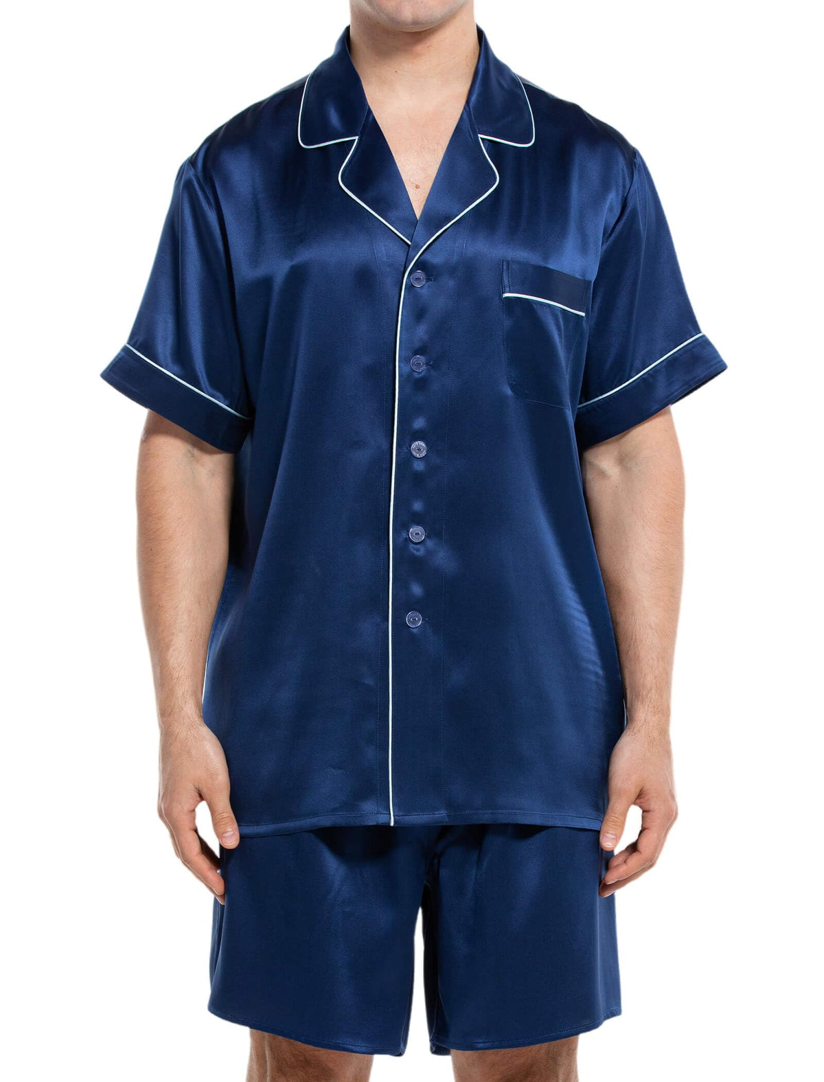 Mens Short Sleeve Mulberry Silk Pajama Set